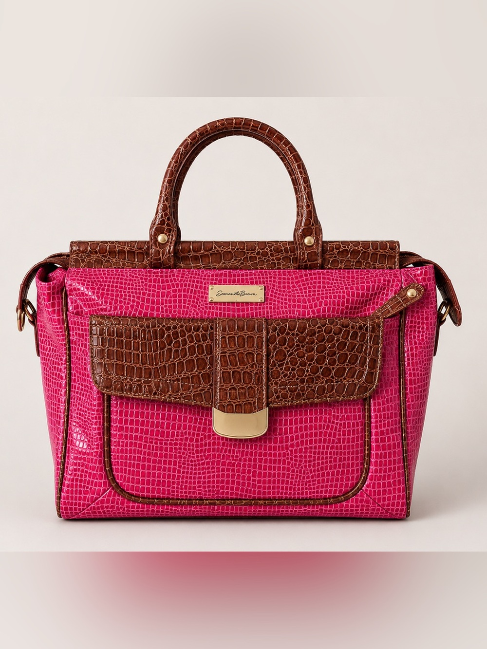 Samantha Brown red and brown croc weekender bag